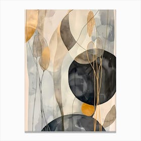 Abstract Painting leaves and circles Canvas Print