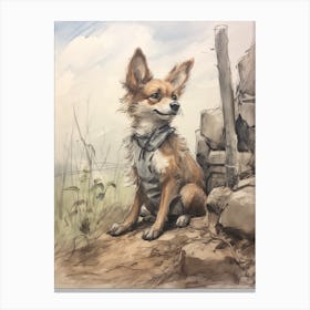 Storybook Animal Watercolour Jackal 1 Canvas Print