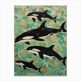 Matisse Style Orca Whales 2 Canvas Print