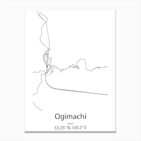 Ogimachi,Japan Minimalist Map Canvas Print