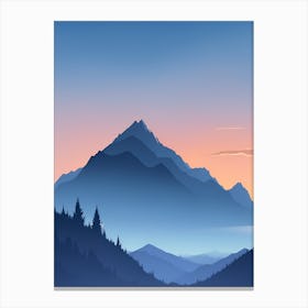 Misty Mountains Vertical Composition In Blue Tone 2 Canvas Print