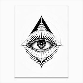 Balance, Symbol, Third Eye Simple Black & White Illustration 6 Canvas Print
