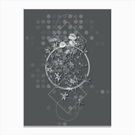 Vintage Harebell Of St.Angelo Flower Botanical with Line Motif and Dot Pattern in Ghost Gray n.0245 Canvas Print