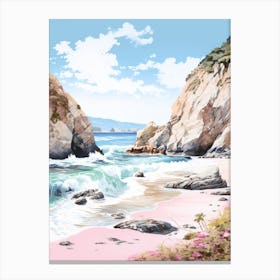 A Sketch Of Pfeiffer Beach, Big Sur California Usa 4 Canvas Print