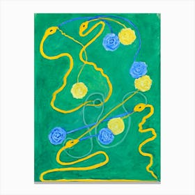 Hilma Af Klint - Chaos primordial, No.13, hilma af Klint abstract design, green yellow, blue Canvas Print