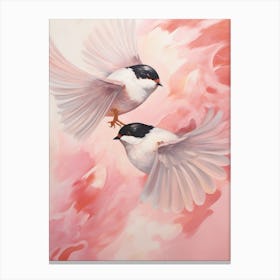 Pink Ethereal Bird Painting Carolina Chickadee 3 Canvas Print