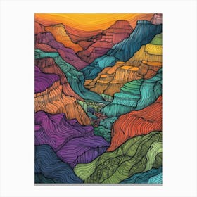 Colourful Mountain Illustration Poster Art Print 17 Canvas Print