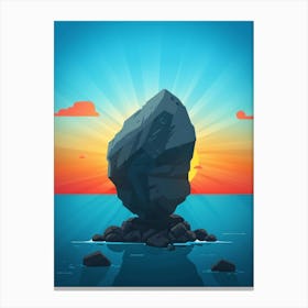 Rock In The Sea Canvas Print