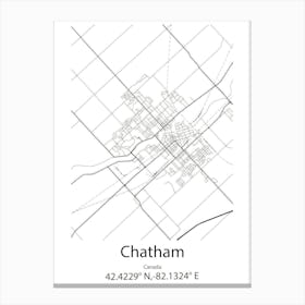 Chatham,Canada Minimalist Map Canvas Print