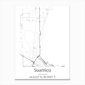 Suamico,United States Minimalist Map Lienzo