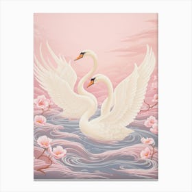 Vintage Japanese Inspired Bird Print Swan 2 Canvas Print