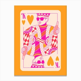 King Of Hearts Pink Orange Canvas Print