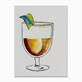 Espresso MCocktail Poster artini Minimal Line Drawing With Watercolour Cocktail Poster Canvas Print