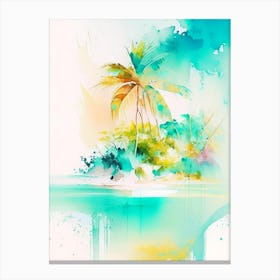 Bahamas Beach Watercolour Pastel Tropical Destination Canvas Print