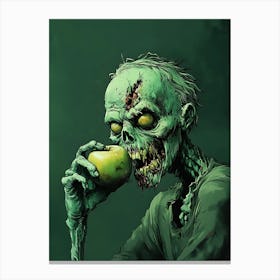 Scary Zombie Eating An Apple 15 Canvas Print