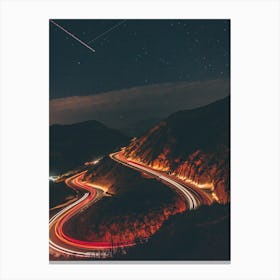 Long Exposure Of Road At Night Canvas Print