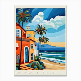 Poster Of Huntington Beach, California, Matisse And Rousseau Style 3 Canvas Print