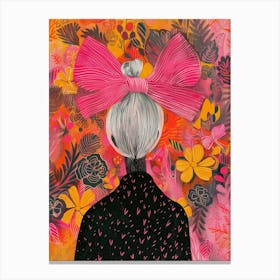 Girl With A Pink Bow Canvas Print