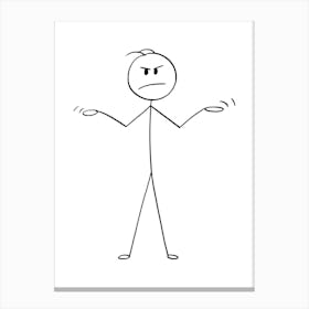 Stick Figure Angry Man Canvas Print