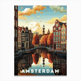 Amsterdam, Netherlands/Holland — Retro travel minimalist poster 3 Canvas Print