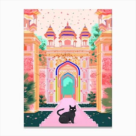 Black Cat At Patrika Gate   Indian Door Canvas Print
