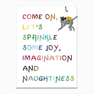About Joy And Naughtiness White Canvas Print