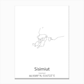 Sisimiut,Greenland Minimalist Map Canvas Print