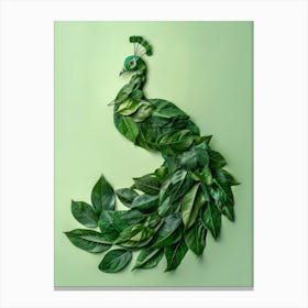 Peacock Made Of Leaves 1 Canvas Print