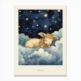 Baby Goat 2 Sleeping In The Clouds Nursery Poster Canvas Print