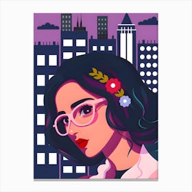 Young Detective Woman on a Midnight Pursuit Canvas Print