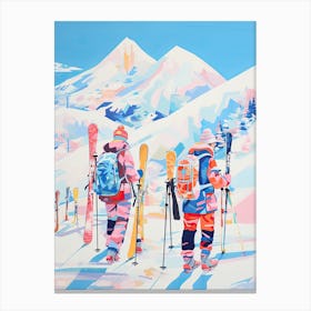 Gudauri   Georgia, Ski Resort Illustration 3 Canvas Print