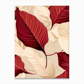 Seamless Pattern With Red And White Leaves Canvas Print