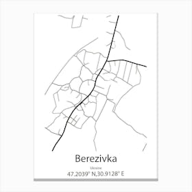 Berezivka,Ukraine Minimalist Map Canvas Print