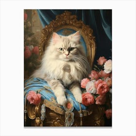 Cat In Medieval Robes Rococo Style  10 Canvas Print