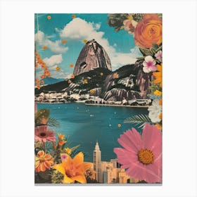 Rio De Janeiro   Floral Retro Collage Style 1 Canvas Print