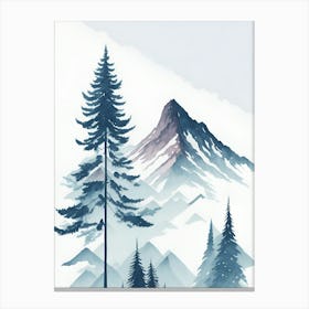 Mountain And Forest In Minimalist Watercolor Vertical Composition 73 Canvas Print