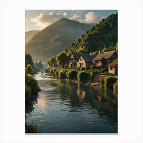 Village By The River 4 Canvas Print