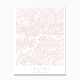 London England Light Pink Minimal Street Map Canvas Print