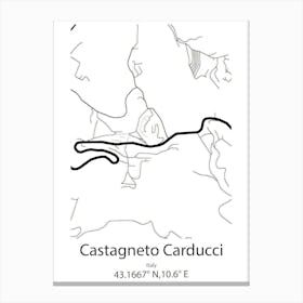 Castagneto Carducci,Italy Minimalist Map Stampe su tela