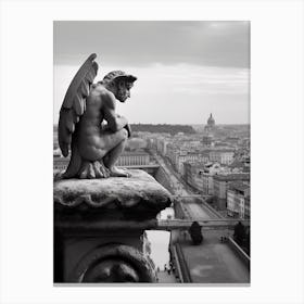 Gargoyle In Vatican City  B&W Canvas Print