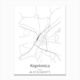 Koprivnica,Croatia Minimalist Map Leinwandbilder