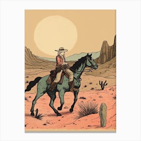 Cowgirl Riding A Horse In The Desert 3 Canvas Print