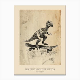 Iguanodon Vintage Dinosaur Poster 2 Canvas Print