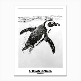 Penguin Swimming Poster Canvas Print