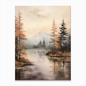 Lake In The Woods In Autumn, Painting 38 Canvas Print