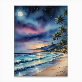 Beach At Night 2 Canvas Print