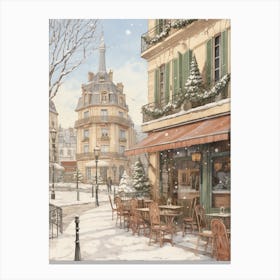 Vintage Winter Illustration Paris France 3 Canvas Print