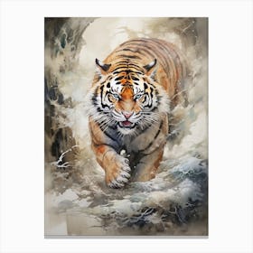 Tiger Art In Chinese Brush Painting Style 1 Canvas Print