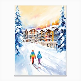 Sun Peaks Resort   British Columbia Canada, Ski Resort Illustration 1 Canvas Print