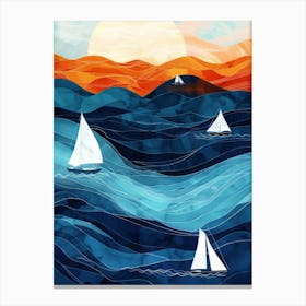 Sailboats At Sunset 21 Canvas Print